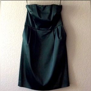 Express Green Strapless Satin Dress with Pockets Size 8